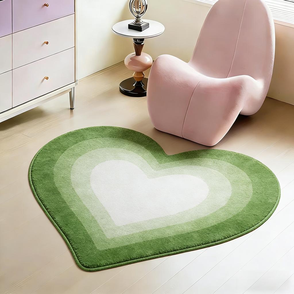 Heart Shape Living Room Decoration Carpet Thick Plush Lounge Floor Mat Fluffy Soft Cloakroom Rug Gradient Color Rugs for Bedroom