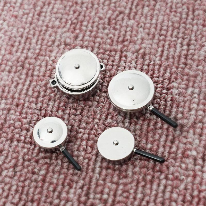 Puppenhaus Miniatur 1:12 Mini Topf Set Diy Puppe Haus Küche Möbel Zubehör Rot Silber Suppe Braten Milch Pan Dropshipping