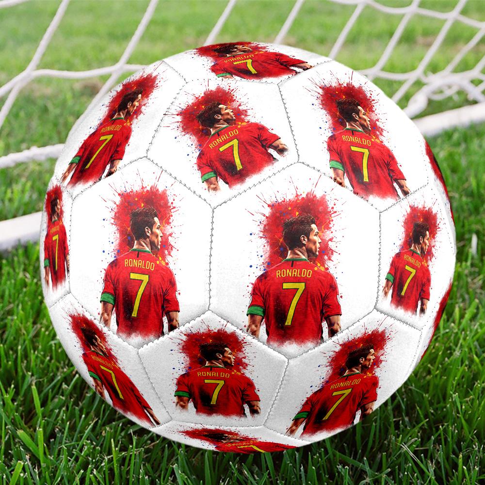 Cristiano Ronaldo Cr7 Juventus Action Size 5 Soccer Ball Machine-Stitched Indoor/Outdoor Training and Matches Perfect Commemorative Gift for Soccer Lo