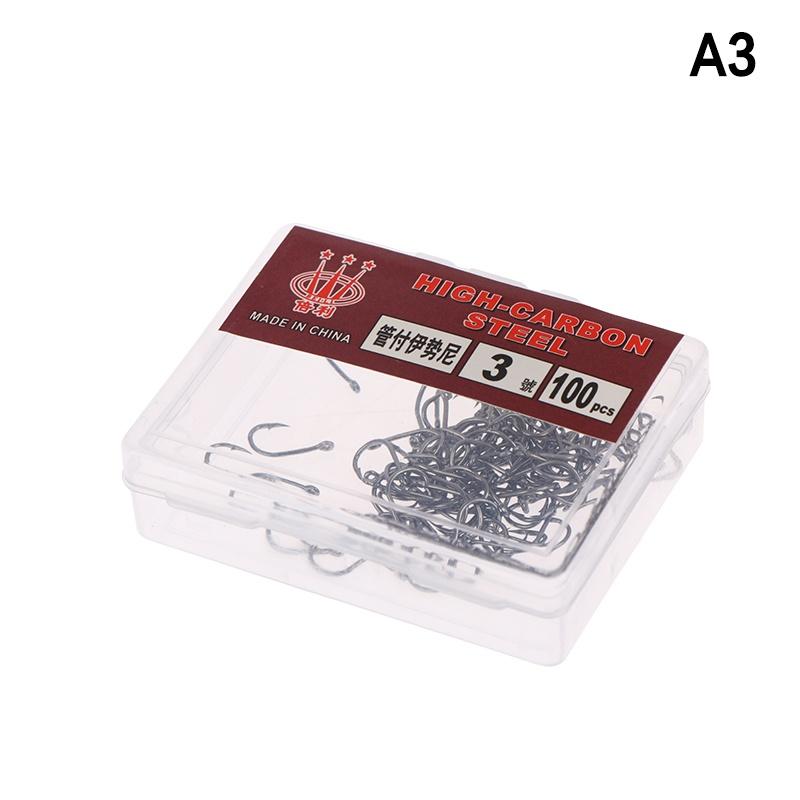 100Pcs/Box High Carbon Steel Fish Hook Durable High Strength Barbed Fishing Hooks With Ring For Carp Fishing Accessories