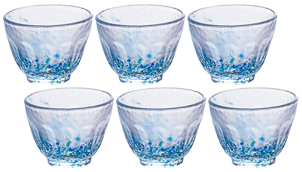 Aderia (ADERIA) Shonai Craft Sake Cups, 60ml, Hana Tsuduri Design, Set of 6, Crystal Glass, Made in Japan, F-70091