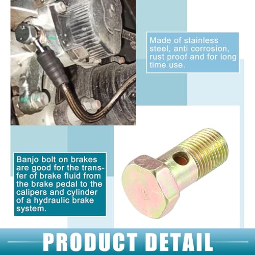 Ein ABSOPRO Auto Turbo Bremsleitungsbolzenadapter M10x1.0 Gewinde 25mm Länge Doppelbolzen Bremsanschluss-Kit für Kraftstoffölsystem mit Unterlegscheibe