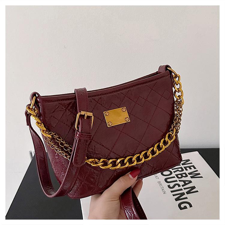 

Жіноча ретро-сумка осінь-зима 2024 нова модна ніша сумка через плече висококласна портативна сумка-відро червоний