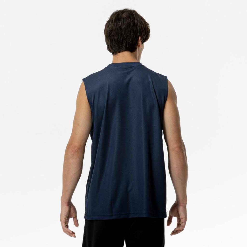 Mizuno NaviDry Training Wear Tank Sleeveless Dress Top, Shirt, Moisture-Wicking, Quick-Drying, Underwear, 32MAC199, Navy/White