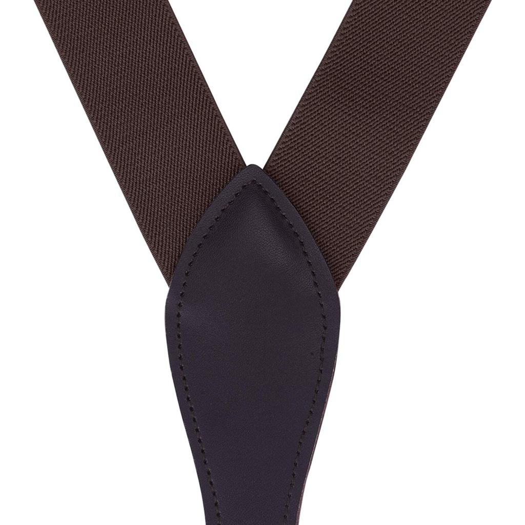 HISDERN Brown Wide Gift Box Elastic Belt with 6 Secure Popular Men's Y-Shaped Suspenders, 35mm, Stylish, Included, Clips, Gift, Y-03