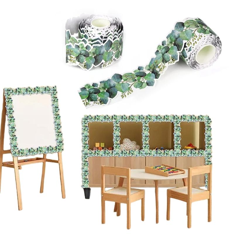 49ft Bulletin Board Border for Classroom Chalkboard Decoration, Plant Leaf Pattern Notice Board Border Trim Wall Decals