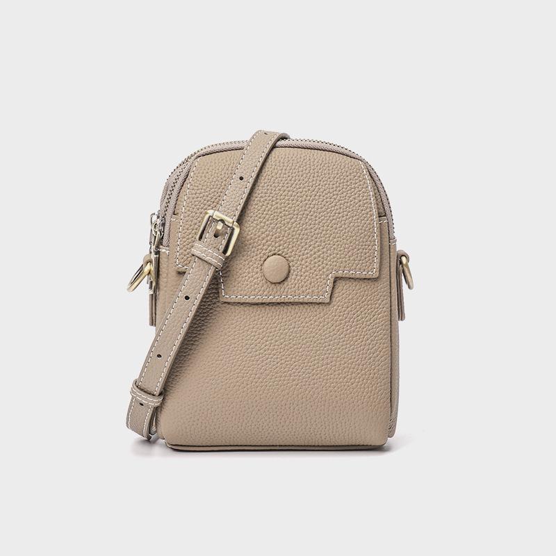 Genuine Leather Fashion Phone Bag for Women, Korean and Japanese Style Mini Bag, High-End Feel, Single Shoulder Crossbody Bag, New Niche Women s Bag Elephant Gray
