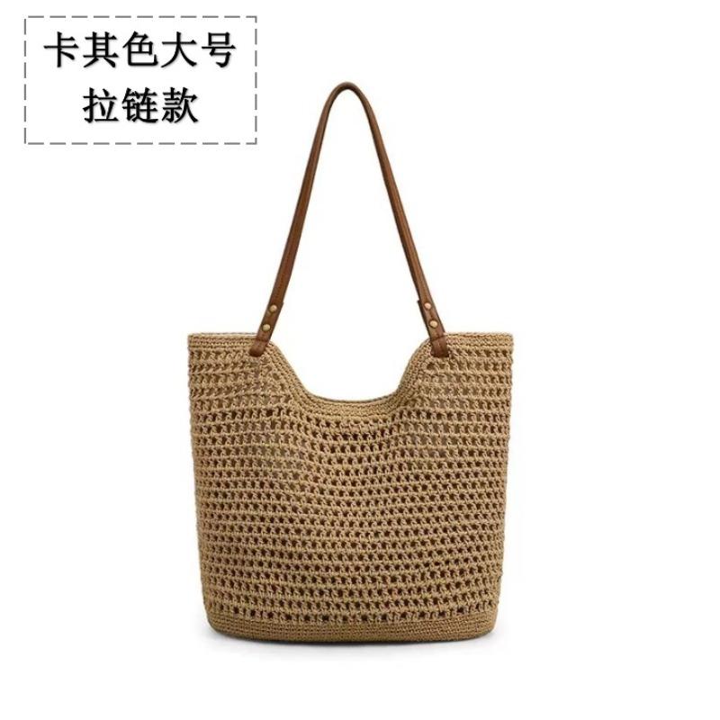 Premium Straw Woven Bag Women's Handwoven Bag Large Capacity Shoulder Tote Bag Seaside Vacation Beach Bag Women's Bag