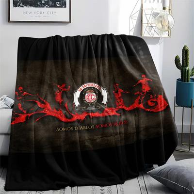 Toluca FC Pattern Flannel Blanket, High Quality Comfortable for All Seasons, Home Decor, Warmth and Comfort, Perfect for Gifts.