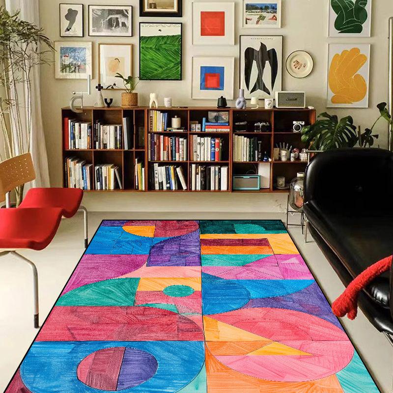 

Geometric Abstraction Decorative Rug for Living Room Nordic Style Bedroom Carpet Decor Study Room Soft Flannel Play Mat for Kids 60*90cm