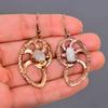 Rainbow Moonstone Stone Copper Electroformed Dangle Mother Gift Earrings Jewelry V-106