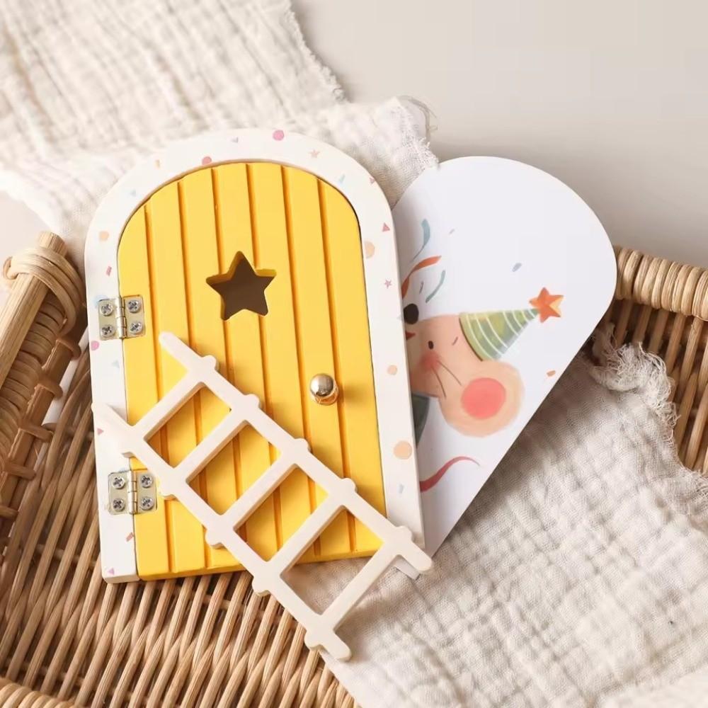 Glows in The Dark Window Dollhouse Home Decorations Creative Funny Fairy Elf Door Mini Wooden Mouse Hole
