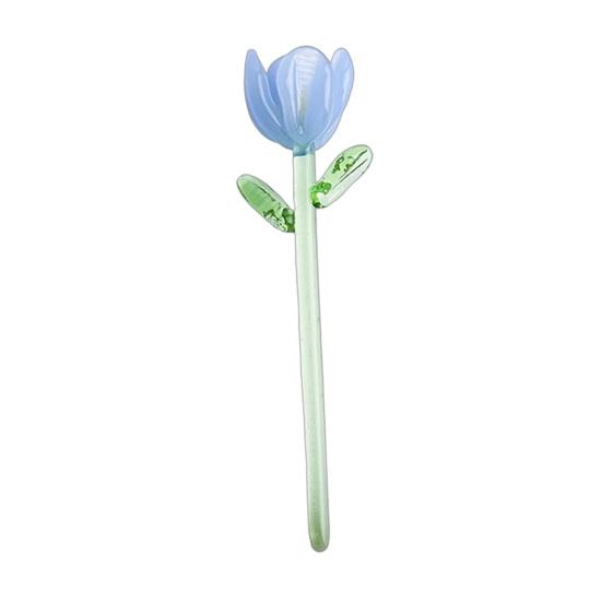 Mini Glass Flower Ornament Handmade Colored Glass Flower Miniature Collectible Tiny Flower Decoration for Table Centerpiece Bookshelves Micro