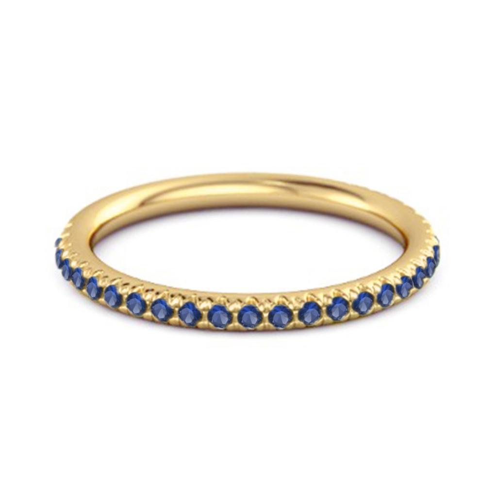 Blue Sapphire Round Eternity Ring - 925 Sterling Silver Gold Vermeil
