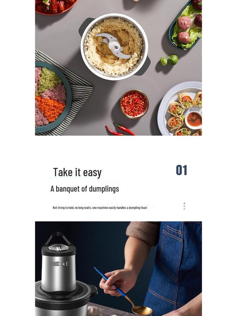Aux Electric Meat Grinder & Food Processor – Fully Automatic, Multifunctional Blender for Dumpling Filling, Large-Capacity Mincing Machine