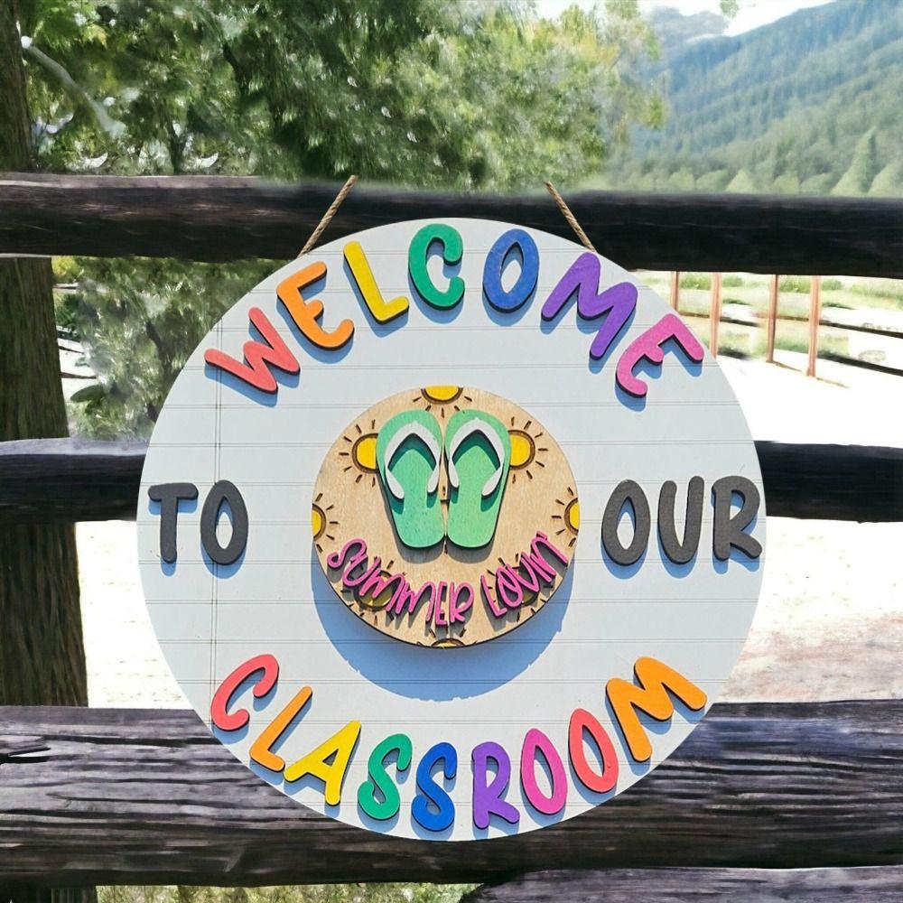 Wooden Welcome Door Signs Cartoon Door Hanging Ornament Welcome To Our Home Sign  Classroom