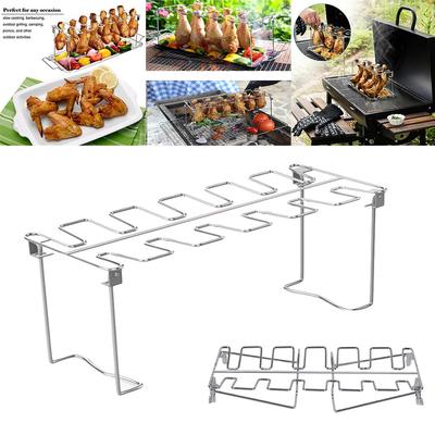 Stainless Steel Chicken  Leg Rack Grill Holder 12 Holes For BBQ