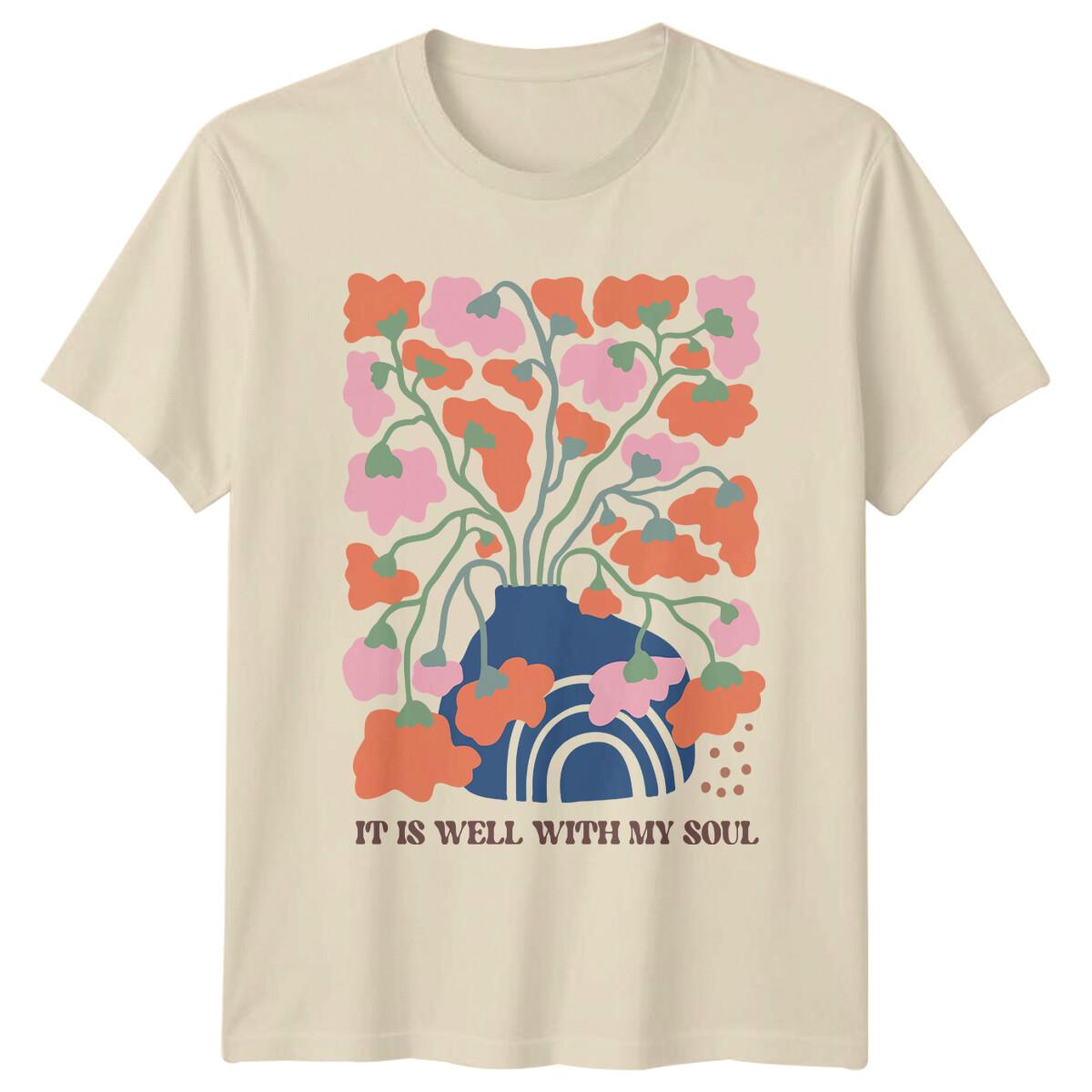 It Is Well With My Soul Floral Christian Faith Graphic T-Shirt XL