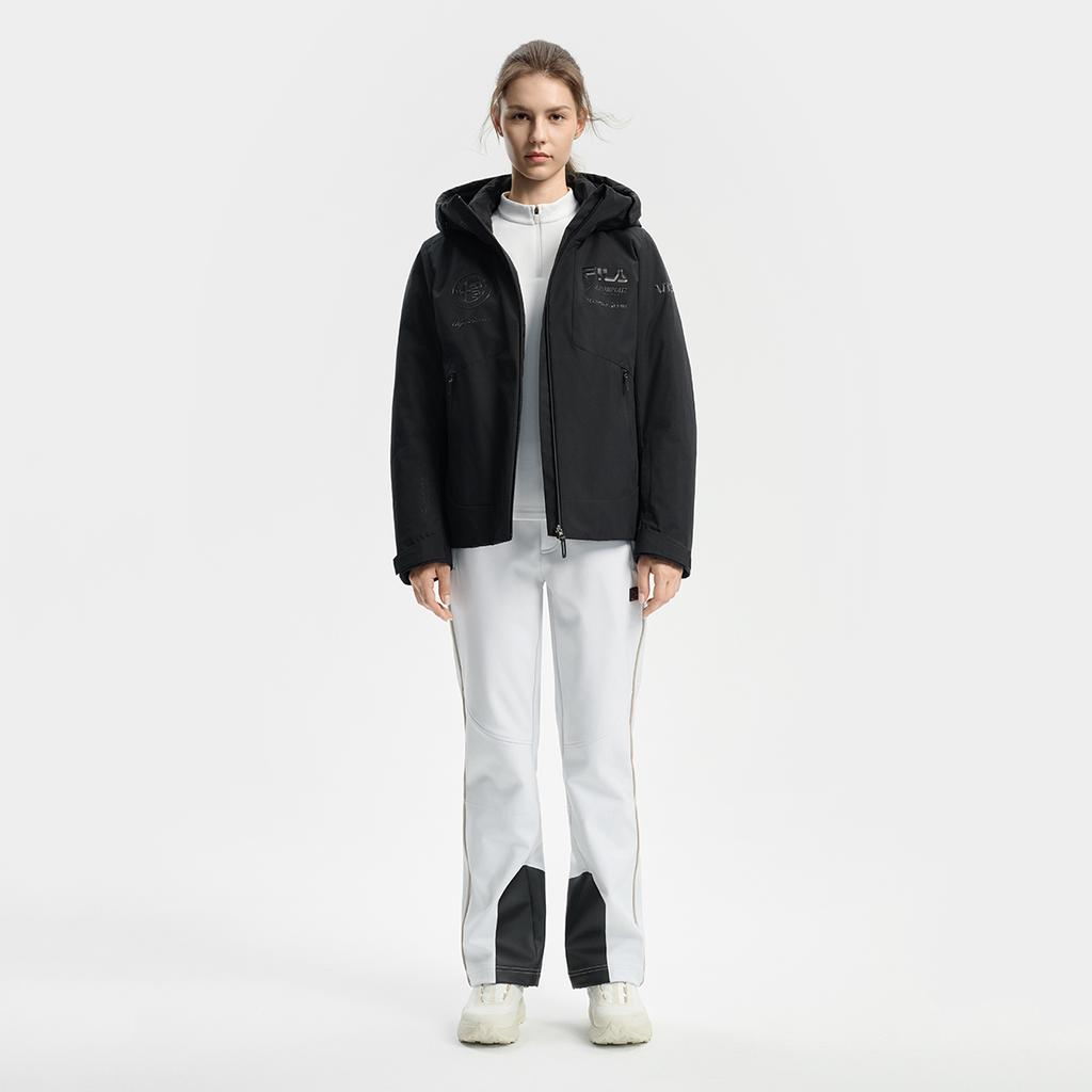FILA Ski Series Classic Simple Casual Sports Versatile Warm Stain-Resistant Hooded Down Jacket Women outerwear Deep-Black A11W546908FBK