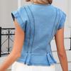 Ladies' Fashionable Casual Buckle Slim Fit Pleated Sleeveless Denim Top
