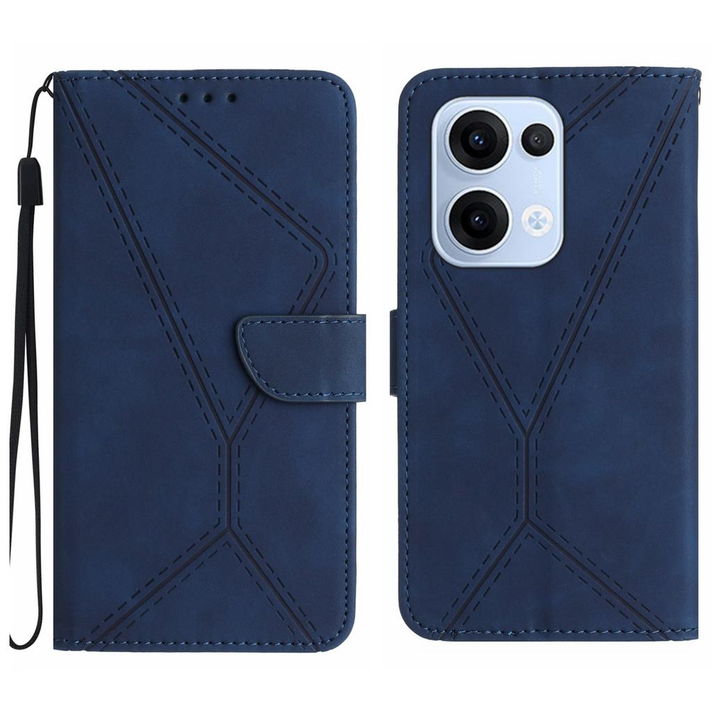 For Oppo Reno13 5G (Global) Case Skin Touch Lines Imprinted PU Leather Flip Phone Cover
