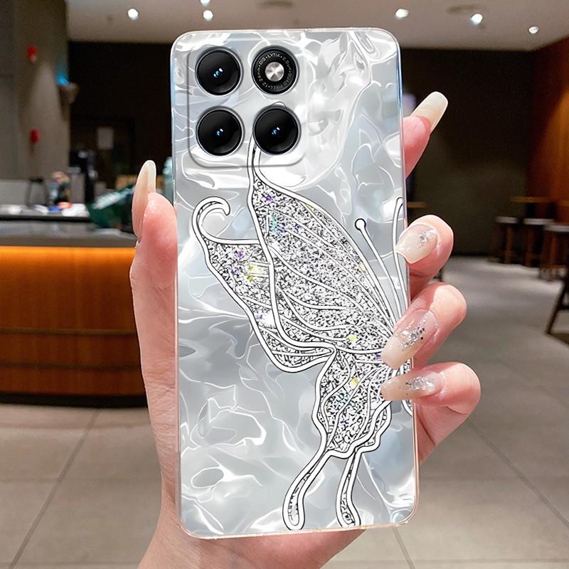 Etui Na Motorola Edge 70 Fusion Przezroczyste Luksusowe Modne Motyl Kwiaty Miękki TPU Silikonowy Pokrowiec Na Telefon dla Edge70 Fusion Zderzak
