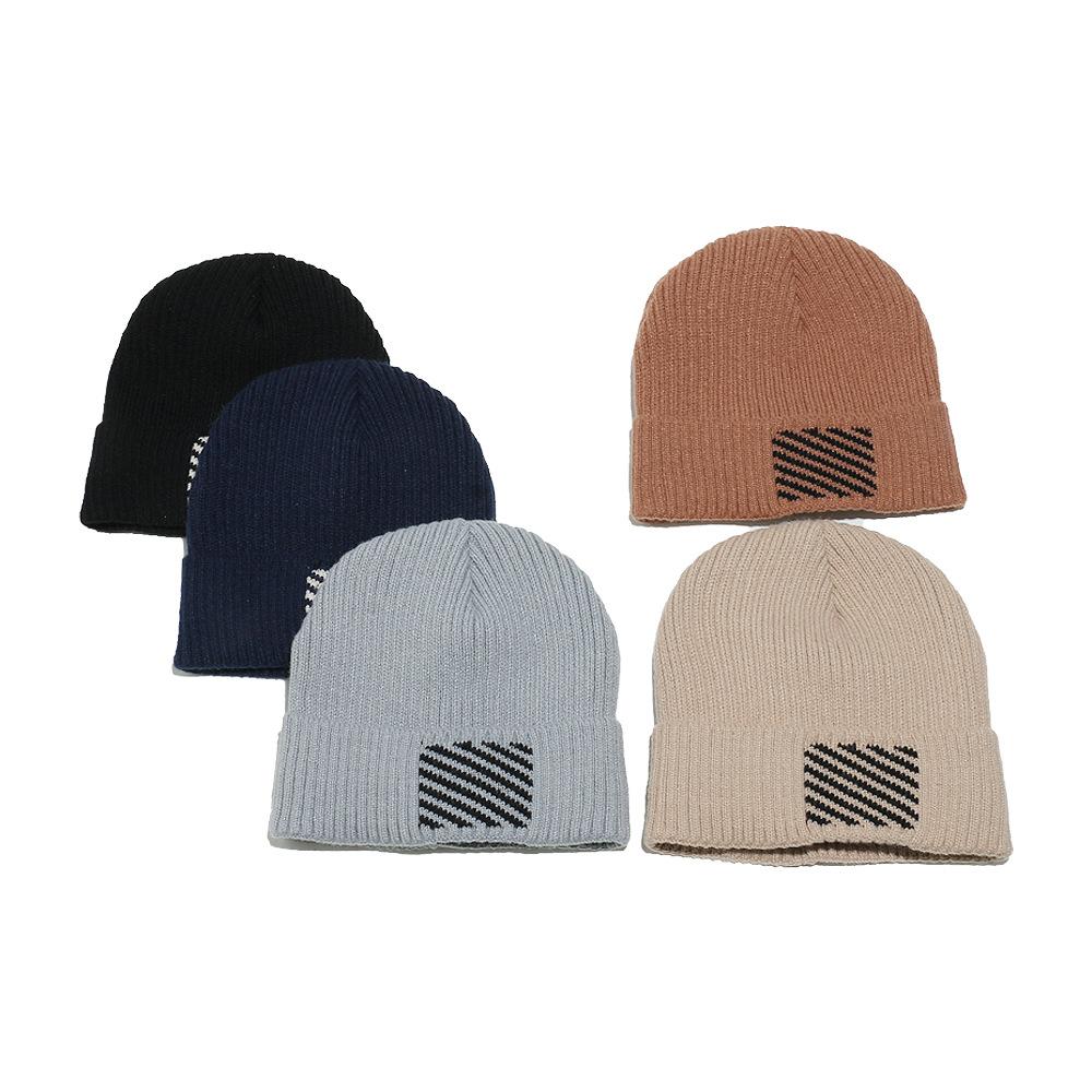 Hat Men's Autumn and Winter Cycling Pullover Hat Warm Fleece Ski Wool Ear Protector Hat Striped Knitted Hat Men's