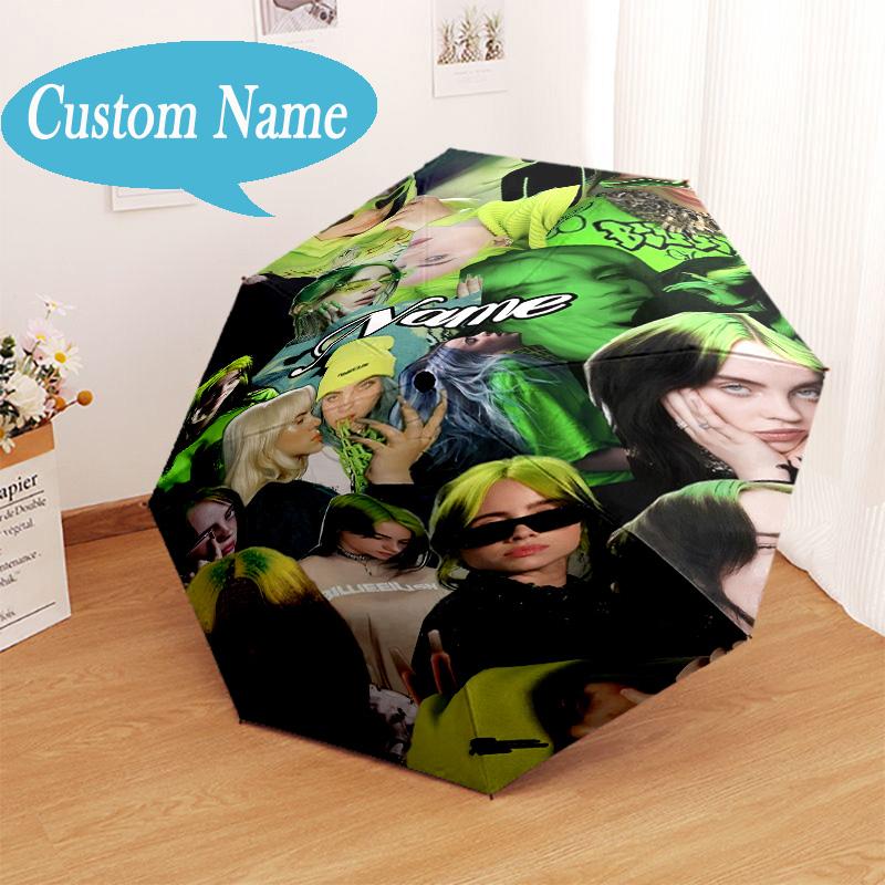 Custom Name Heartbeat City Umbrella Folding Umbrella, Automatic Umbrella - 8-Frame for Travel, Casual Lightweight Personalized Gifts