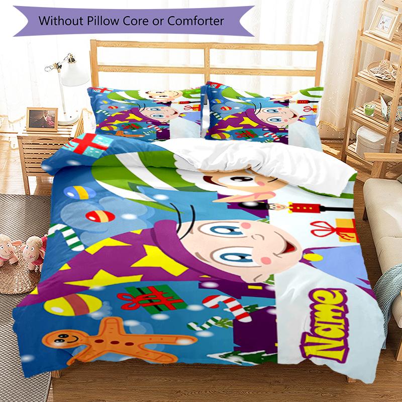 3pcs Custom Name Aggu The Little Wizard Bedding Set Duvet Cover Closure Includes 1 Duvet Cover & 2 Pillowcases, Soft and Comfortable for All Seasons.