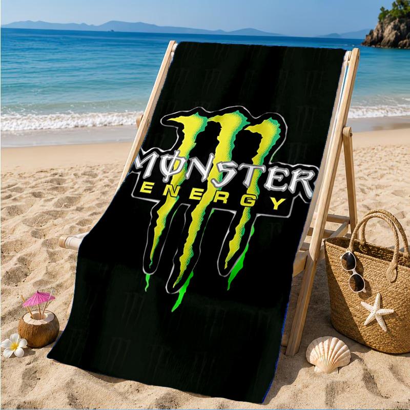 Prosop de Plajă cu Logo Băutură Energizantă Puternică, Uscare Rapidă, Ușor de Întreținut, Potrivit atât pentru Fitness, cât și pentru Vacanțe la Plajă, Esențial Sportiv