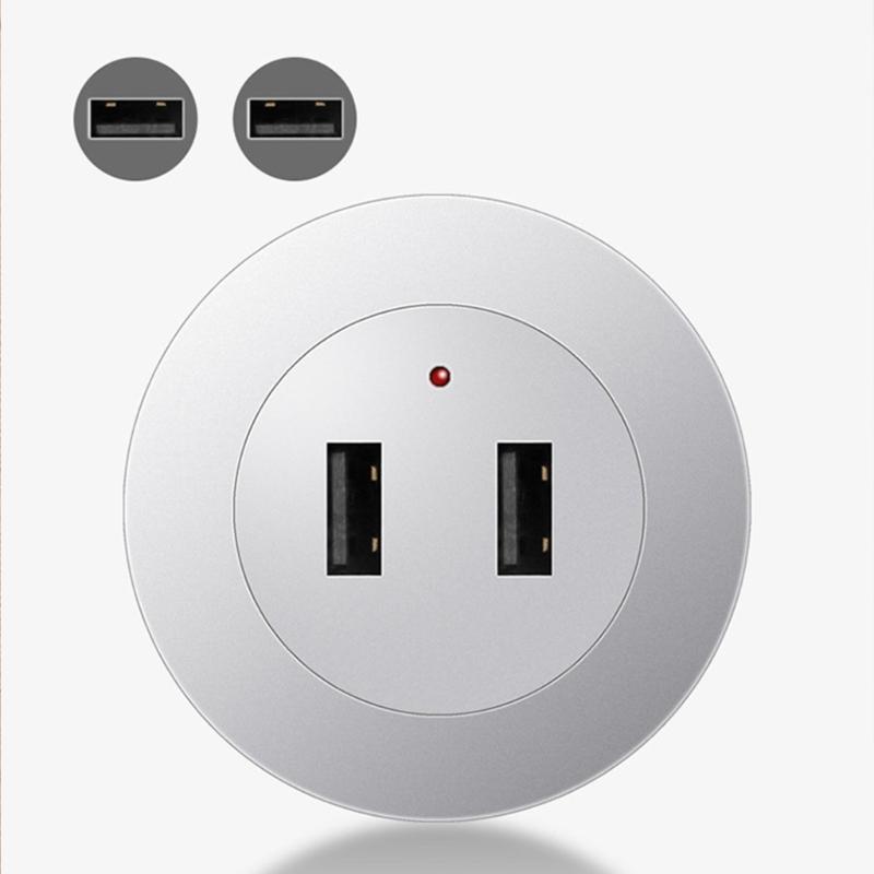 2 Port USB Desktop Embedded Charger For Mobile Phone USB Computer Desk Data Line Splitter Charging Adapter