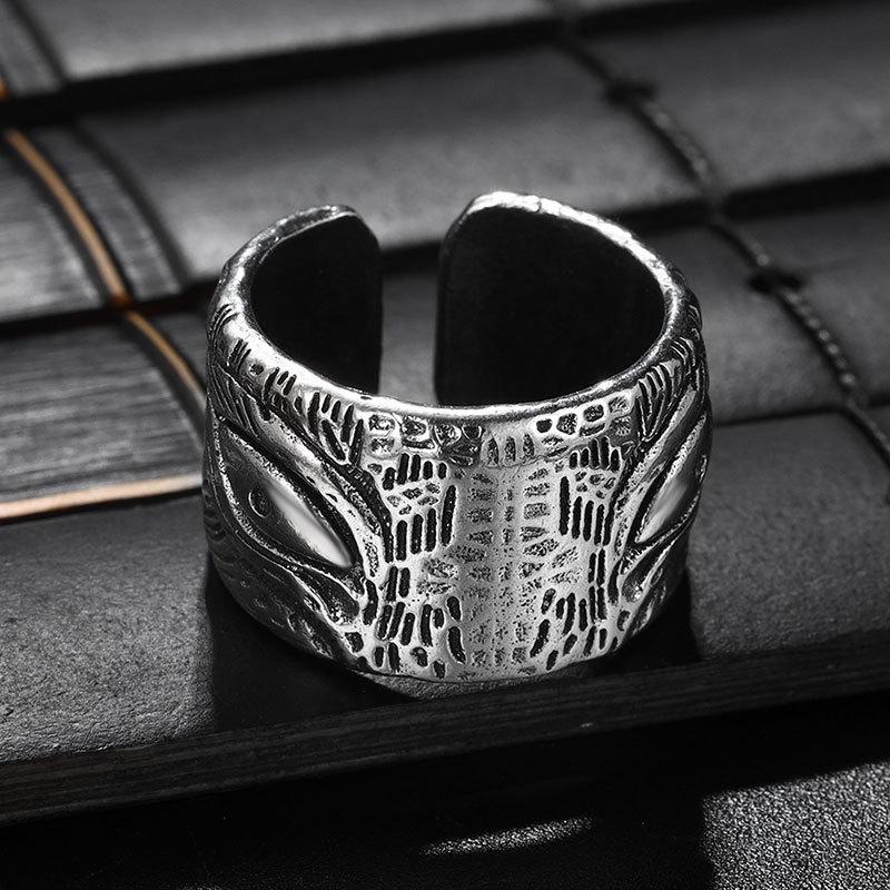 Niche Men's Adjustable Engravable Thai Silver Ring - Aged Retro Fashionable Personality Ring