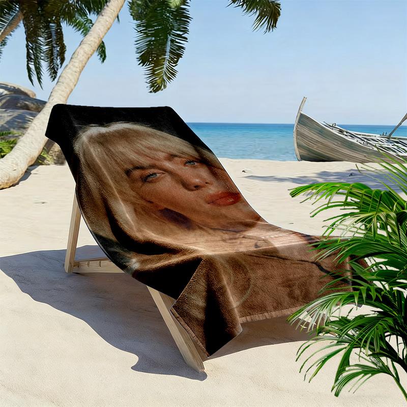 Asciugamano da Spiaggia con Stampa Billie Eilish, Asciugamano Grande Morbido ad Asciugatura Rapida per Spiaggia Campeggio Nuoto