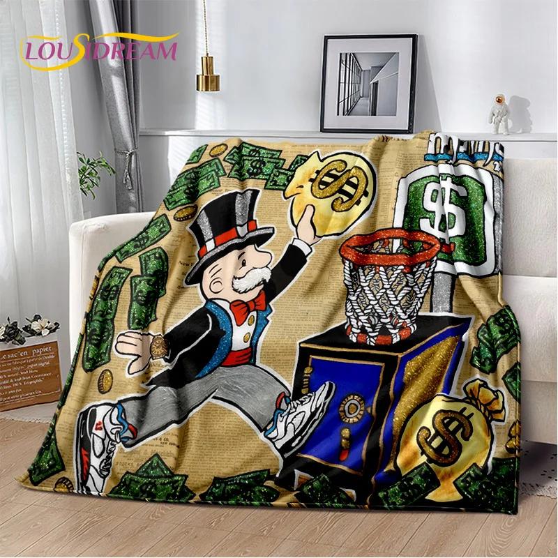 Games Dollar Monopoly Cartoon Money Soft Blankets,Keep Warm Throw Blanket Comfortable Blanket for Picnic Beds Sofa Home Bedroom