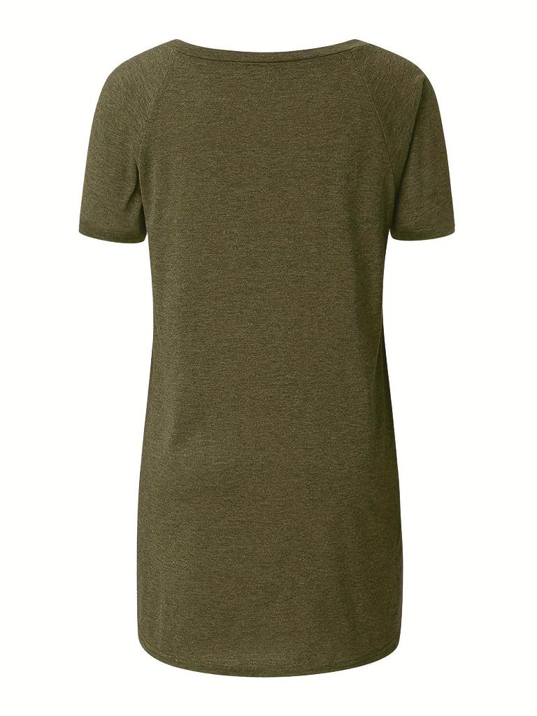 Women's V-Neck Swallowtail Short-Sleeved T-Shirt Set - 3 Pieces, Daily Casual Wear