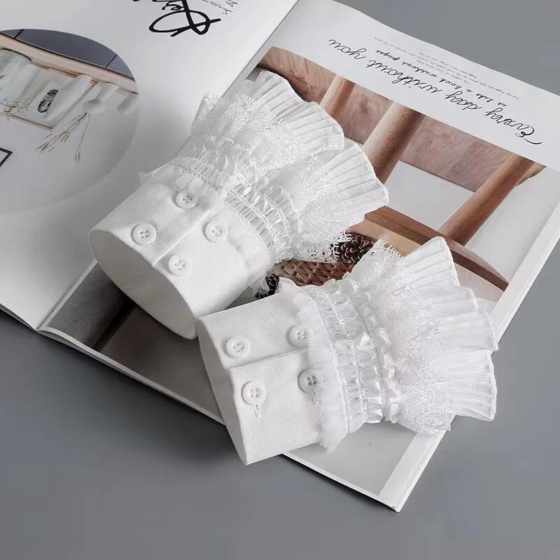 

Женские съемные накладные рукава с оборками, многослойные, однотонные, свитер, короткие декоративные манжеты на запястье, аксессуар для костюма