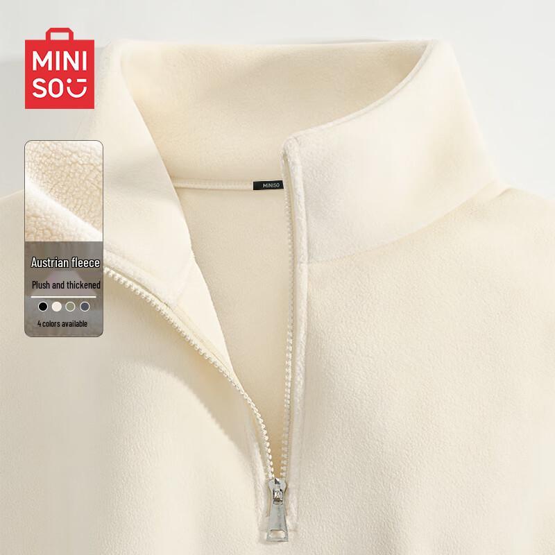 MINISO Men's Half-Zip Stand-Collar Heavyweight Fleece Sweatshirt