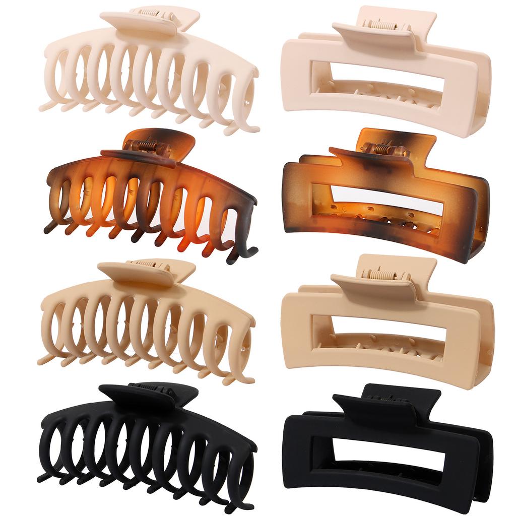 Matte Hair Clips for Women and Girls - Rectangle and Double Row Small Claw Clips for Thin/Medium Fine Hair - Nonslip Jaw Clips