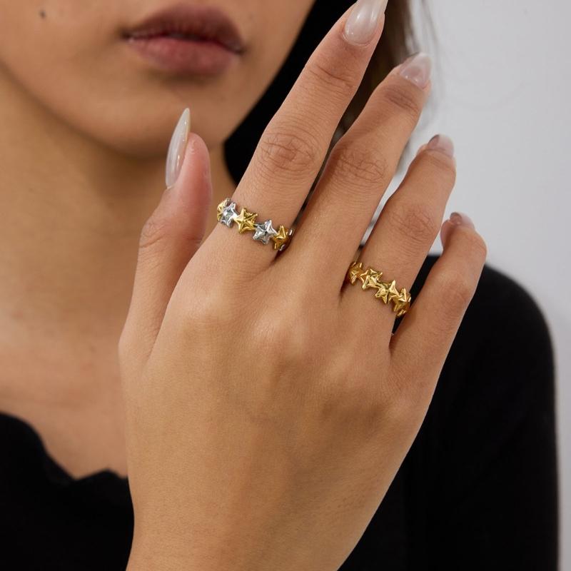 Sweet and Adjustable Opening Star Designs Stainless Steel Rings for Everyday Wear