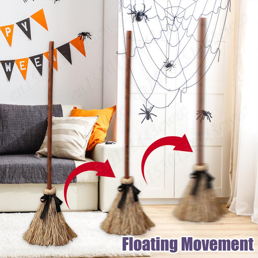 Halloween Floating Witch's Broom Spooky Sounds Haunted Dancing Broom DIY Magic Enchanter Sorceress Carnival Party Costume Props