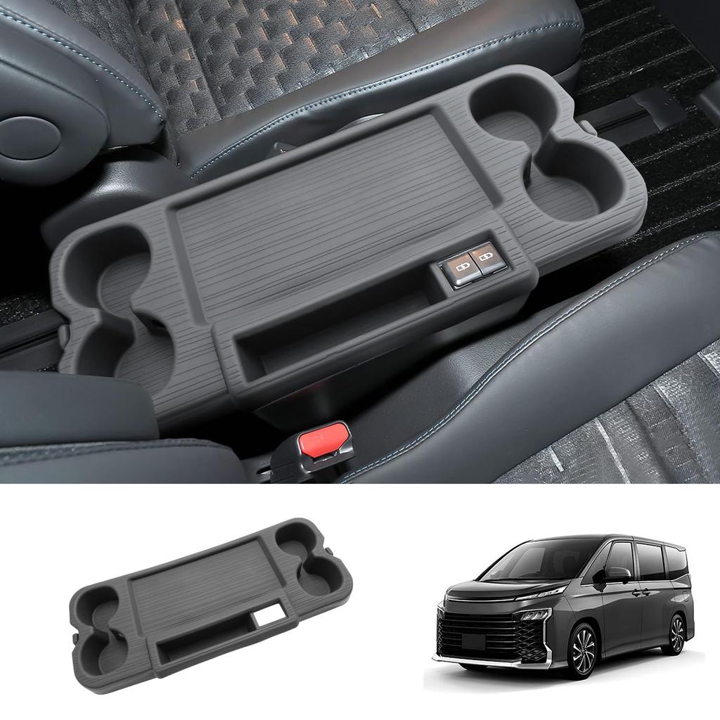 Coleya Rear Center Table Holder Cover for Toyota 2nd Row Foldable Side Table Panel Drink Holder Easy Interior Gray Cover/Cup Noah/Voxy (90 Series,
