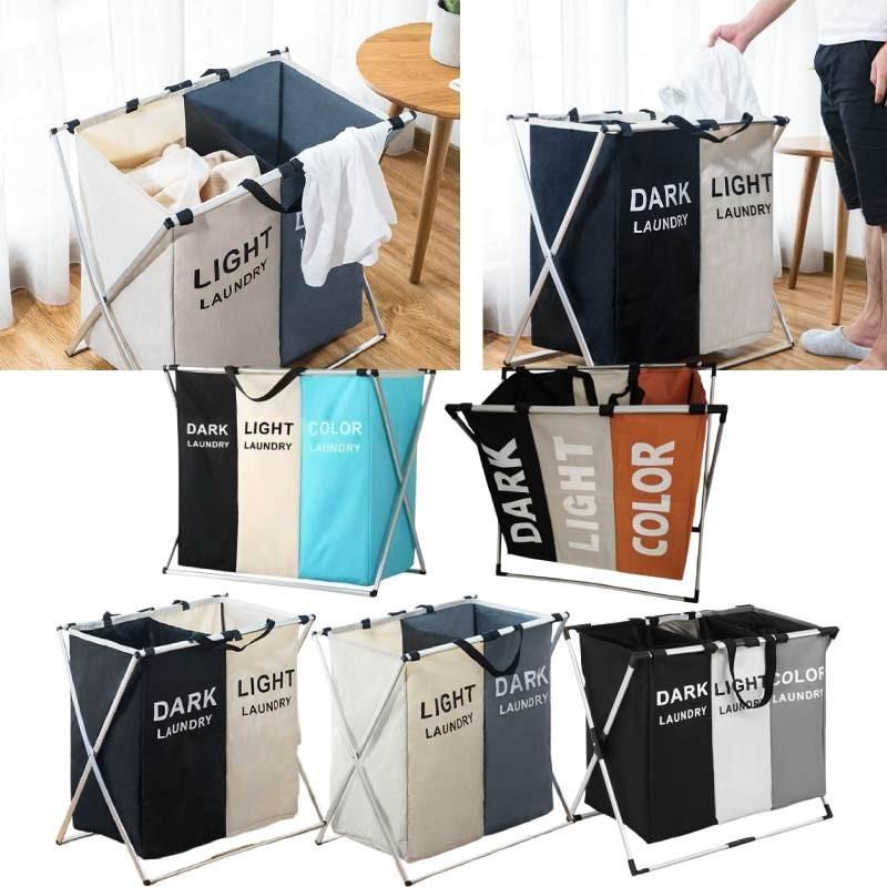 Foldable Oxford Fabric Dirty Clothes Hamper With Multicompartment Storage For Home Use