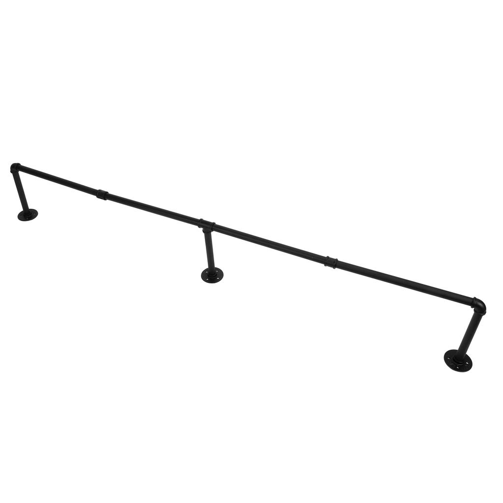 Clothes Rail Wall Mounted Hanging Bar Rack Detachable Retro Industrial Pipe Style Garment Rail