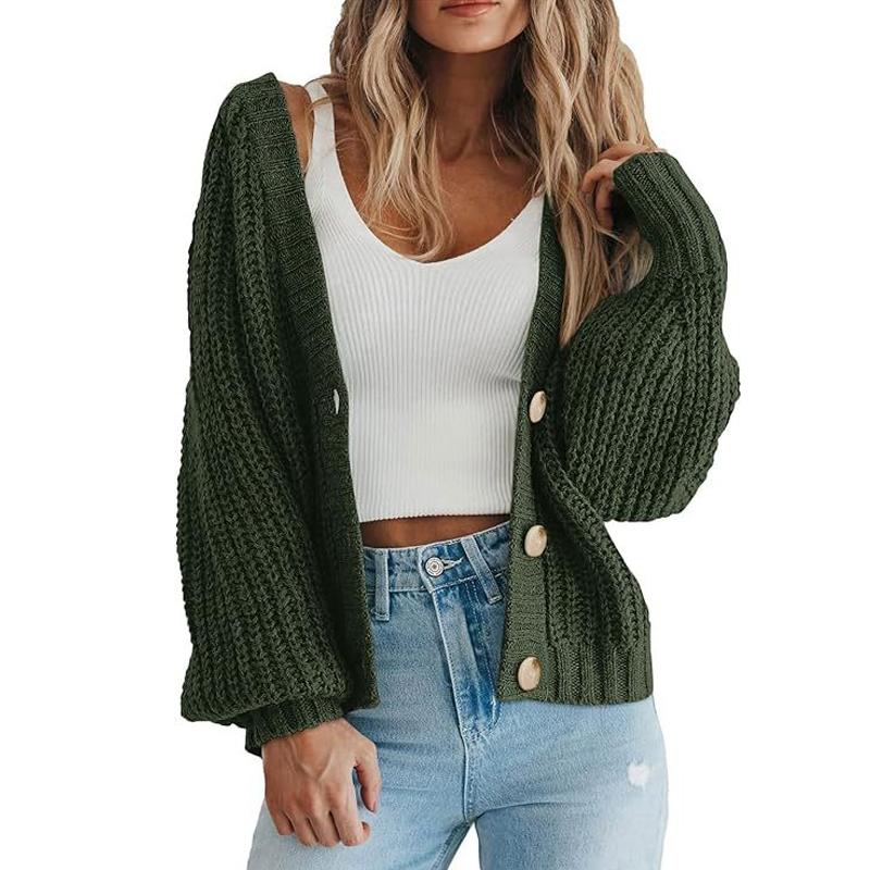 

Осенние и зимние длинные рукава свободные кардиганы свитера модные пуговицы короткие повседневные женские вязаные кардиганы куртка для женщин теплое трикотажное пальто 25114 XL армия зеленый