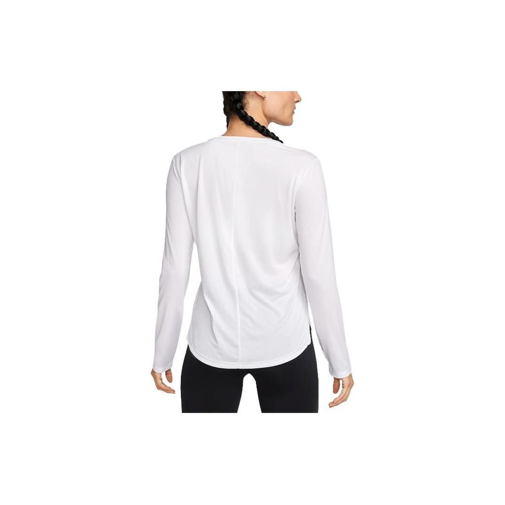 Nike Dri-FIT One Solid Logo Crew Neck Long Sleeve T-Shirt Women Tops White DD0642-100