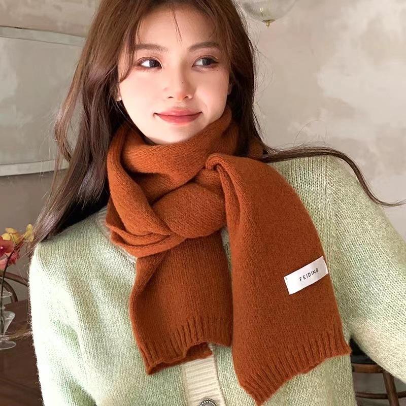 Women Cashmere Blend Scarf Women Winter Warm Thicken Luxury Solid Color Shawl Wraps Female Warm Thick Wool Neckerchief Blanket