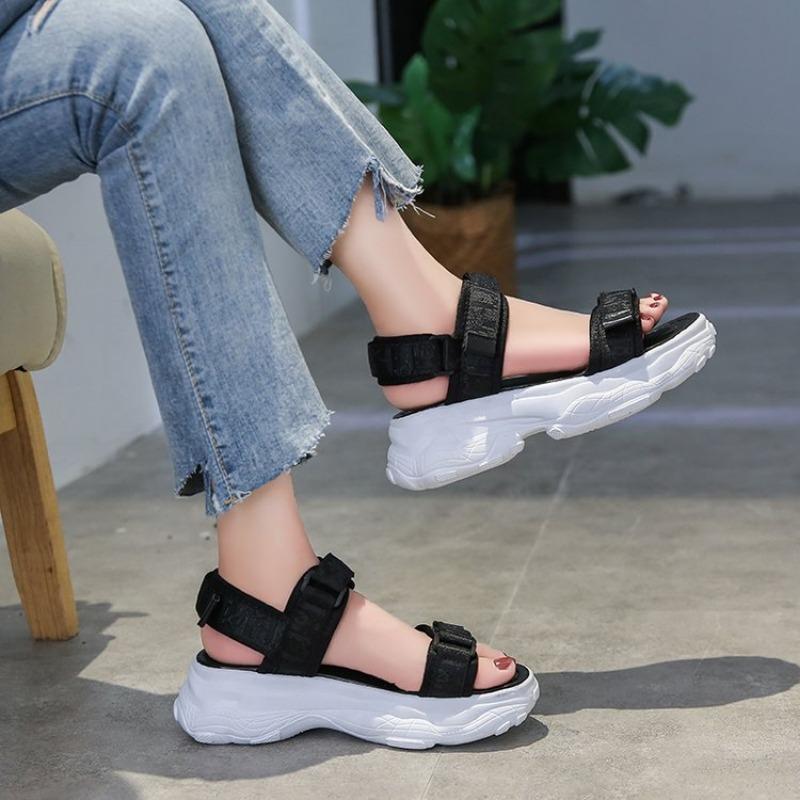 Velcro women's beach shoes summer new student muffin bottom casual sports platform sandals women