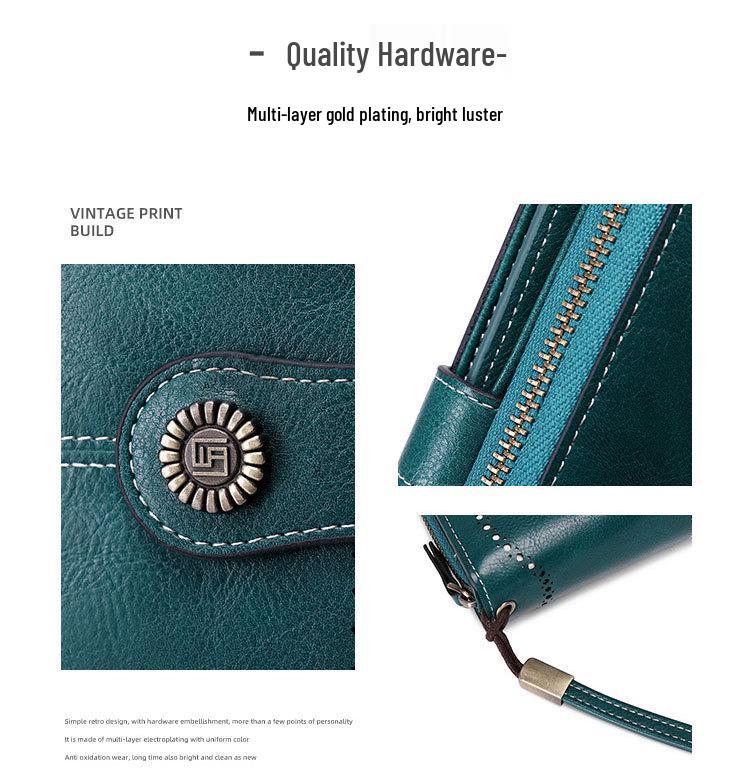 RFID-Blocking Women's Long Zipper Wallet: Large Capacity European & American Style