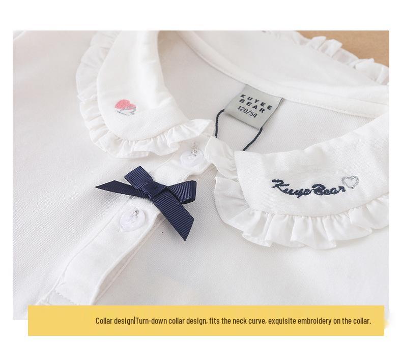 Girls' Long Sleeve Cotton Polo Shirt - Autumn Korean College Style