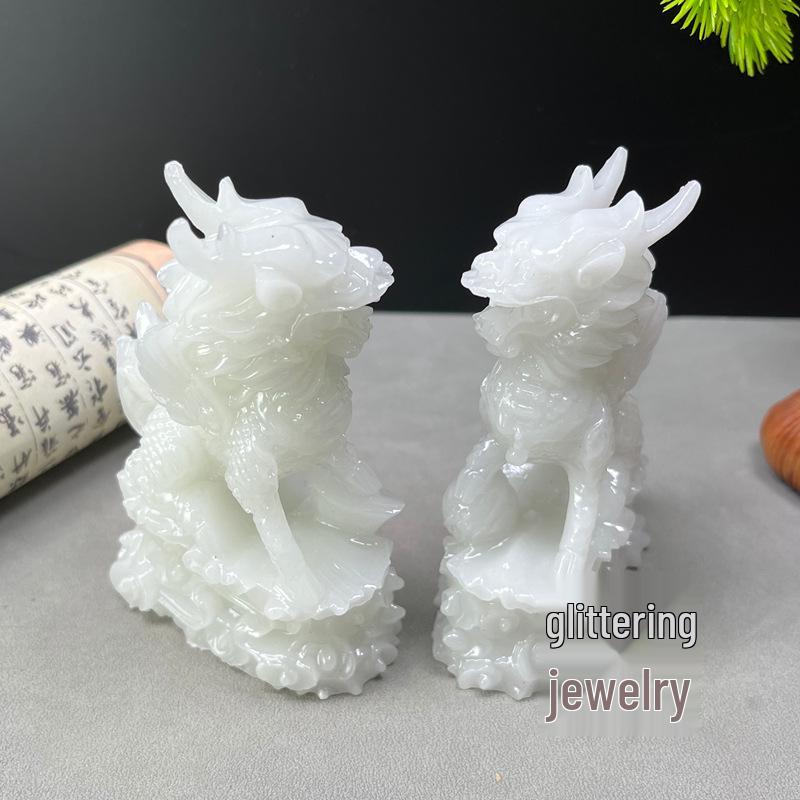 Luminous Jade Qilin: Blessings & Wealth Feng Shui Desk Ornament